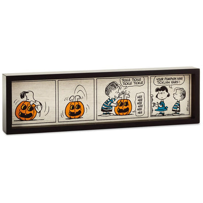 Hallmark Peanuts Halloween Jack-o'-Lantern Comic Strip Wood Sign 14.25x4 New