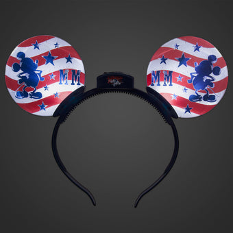 Disney Parks Mickey Mouse Americana Glow Ears Headband New with Tags