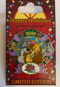 Disney 2020 Pop Century Lady and Tramp Happy Holiday Limited Pin New with Card