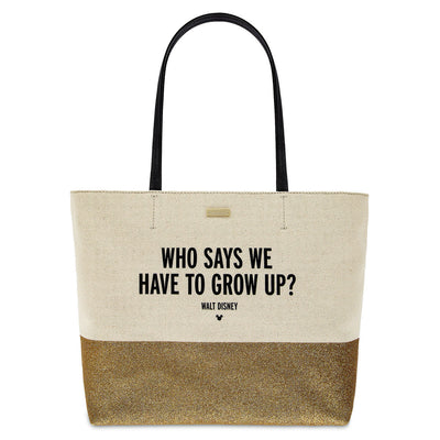 Disney Who Says We Have to Grow Up? Canvas Glitter Tote by Kate Spade New w Tag