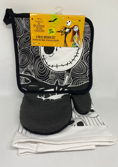 Disney Halloween Jack and Sally Dish Towel Pot Holder and Oven Mitt New with Tag