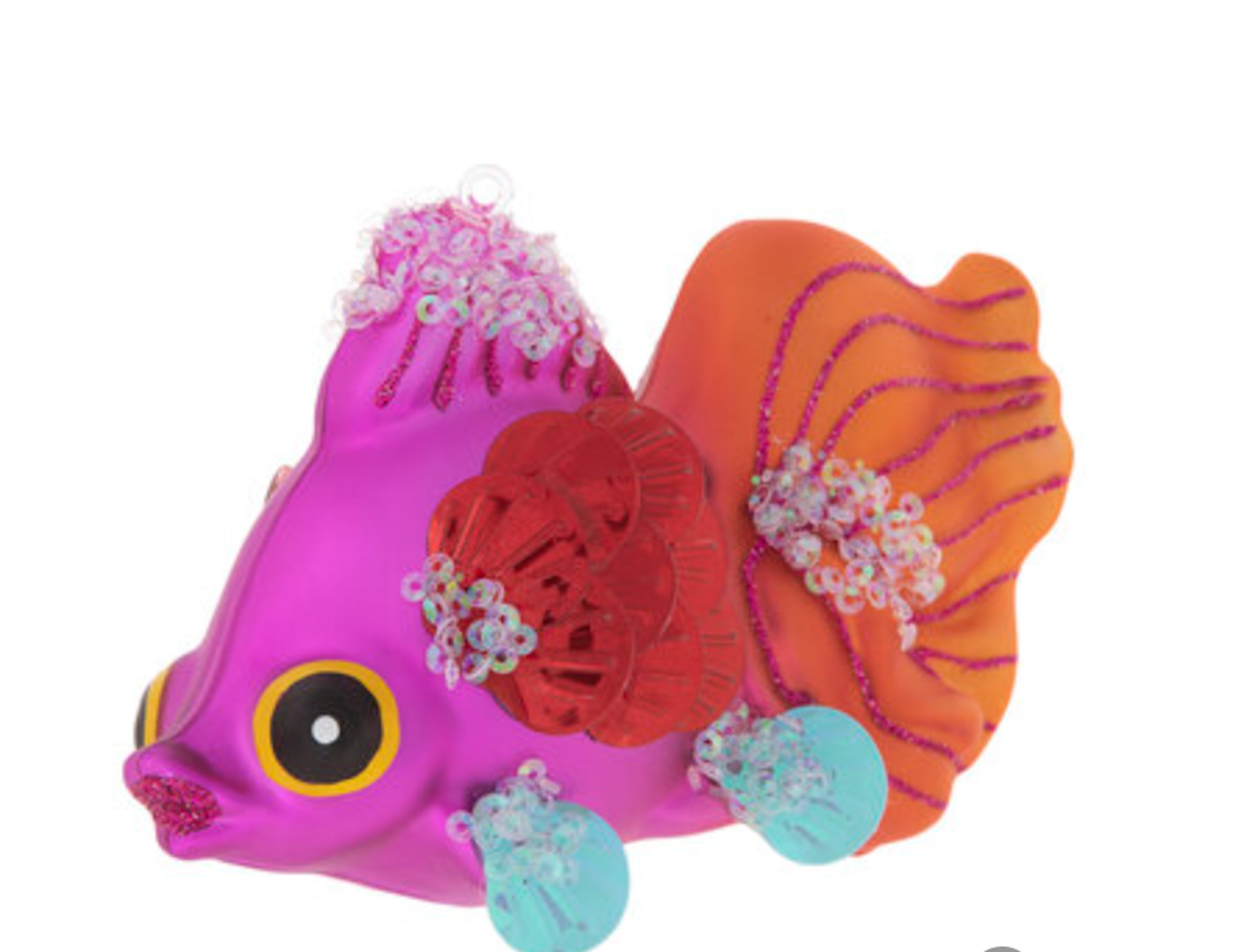 Robert Stanley 2021 Pink Sequined Fish Glass Christmas Ornament New with Tag