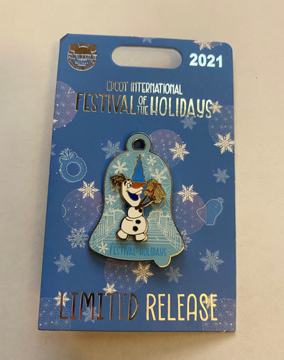 Disney Epcot Festival of Holidays 2021 Frozen Olaf Bell Limited Pin New Card