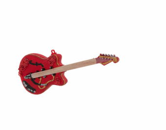 Robert Stanley 2021 Red Guitar Glass Christmas Ornament New with Tag