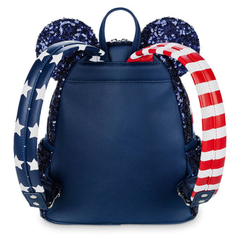 Disney Parks Minnie Mouse Sequined Stars and Stripes Mini Backpack New with Tag