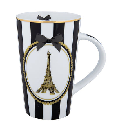 Disney Parks Epcot Paris Eiffel and Bow Tall Latte Mug New