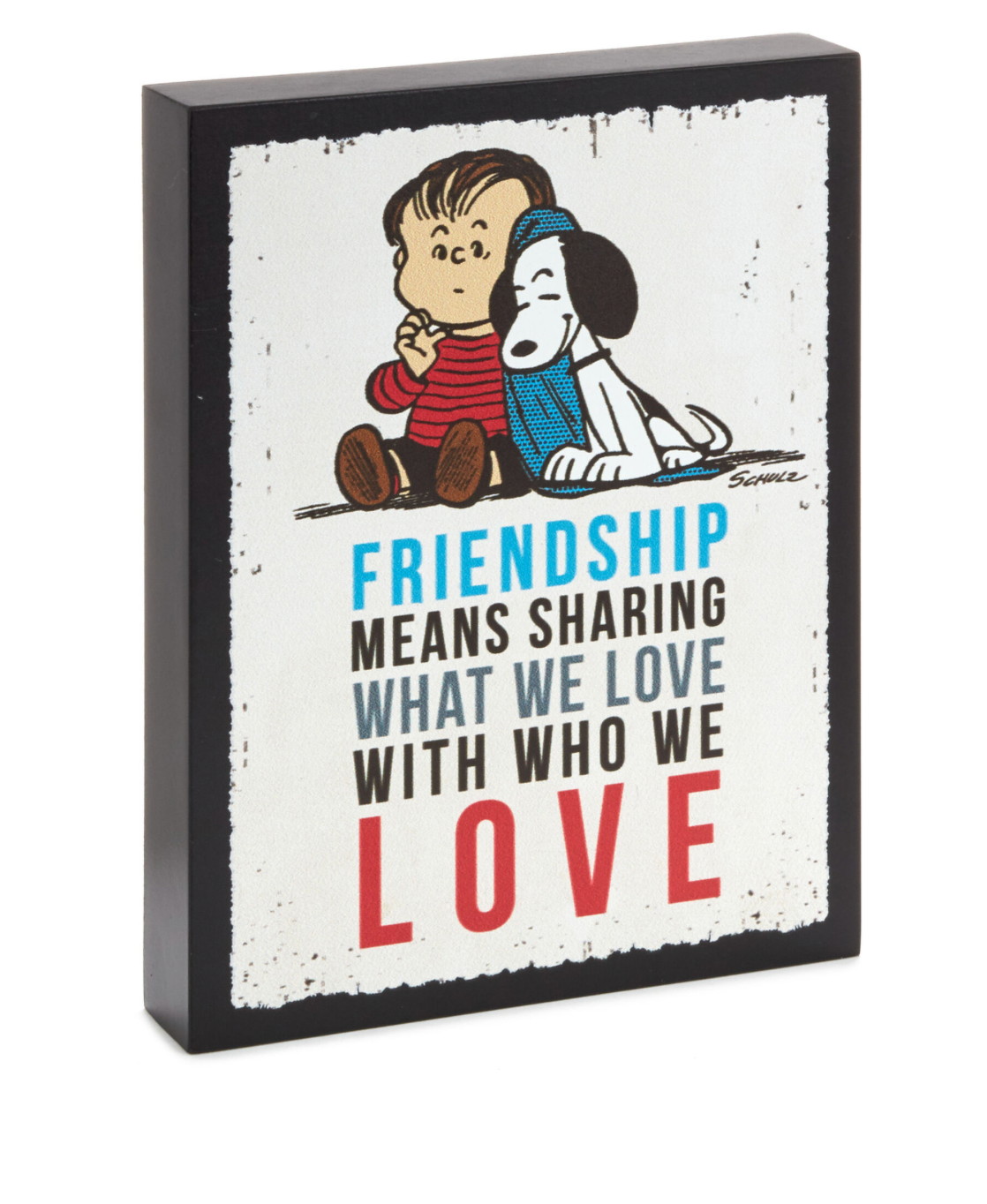 Hallmark Peanuts Linus and Snoopy Friendship Wood Quote Sign New