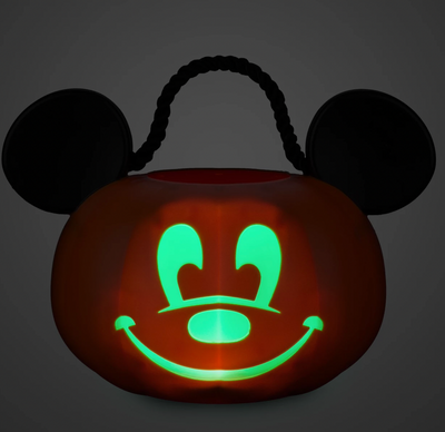 Disney Halloween Mickey Jack-o'-Lantern Pumpkin Light Up Treat Bucket New Tag