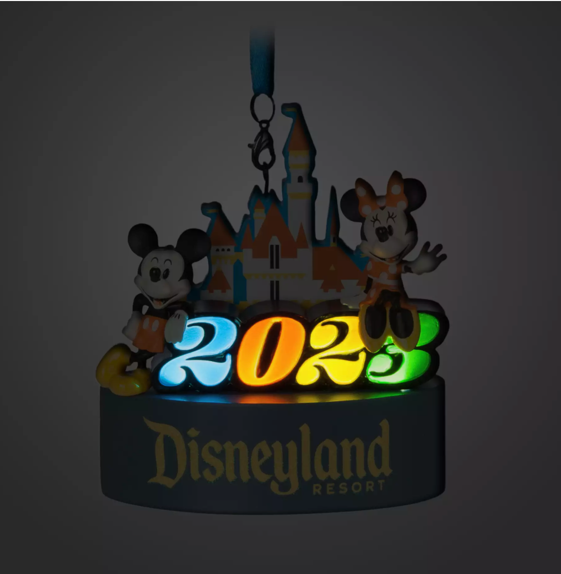 Disney Disneyland 2023 Mickey and Minnie Light-Up Christmas Ornament New w Tag