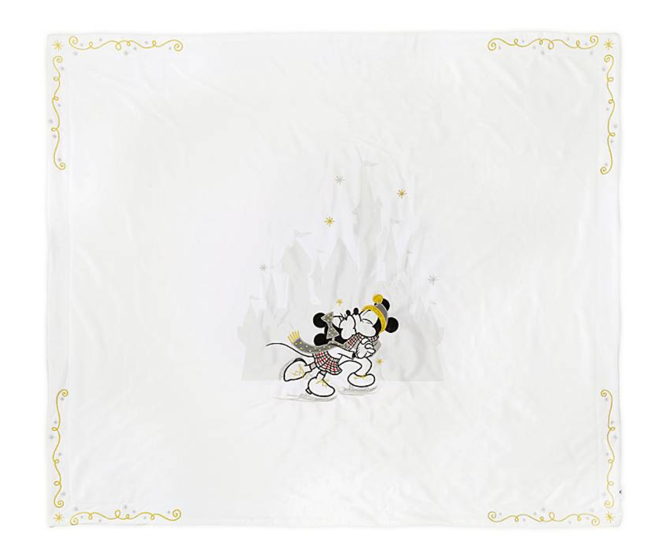 Disney Parks Mickey and Minnie Skating Fleece Holiday Throw Blanket New with Tag