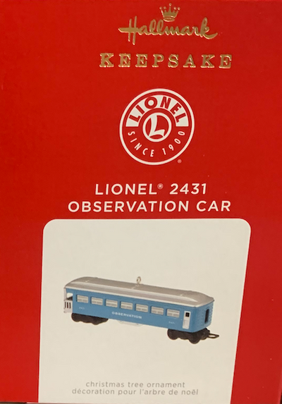 Hallmark 2021 Lionel 2431 Observation Car Metal Christmas Ornament New with Box