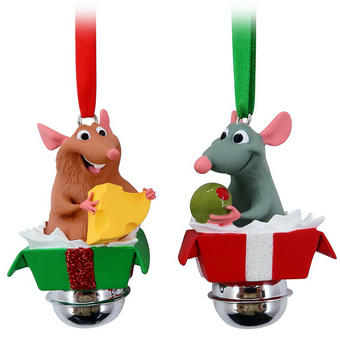 Disney Parks Remy and Emile Ratatouille Christmas Bell Ornament Set New with Tag