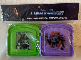 Disney Pixar Buzz Lightyear 2PK Sandwich Containers Lunchbox Storage New Sealed