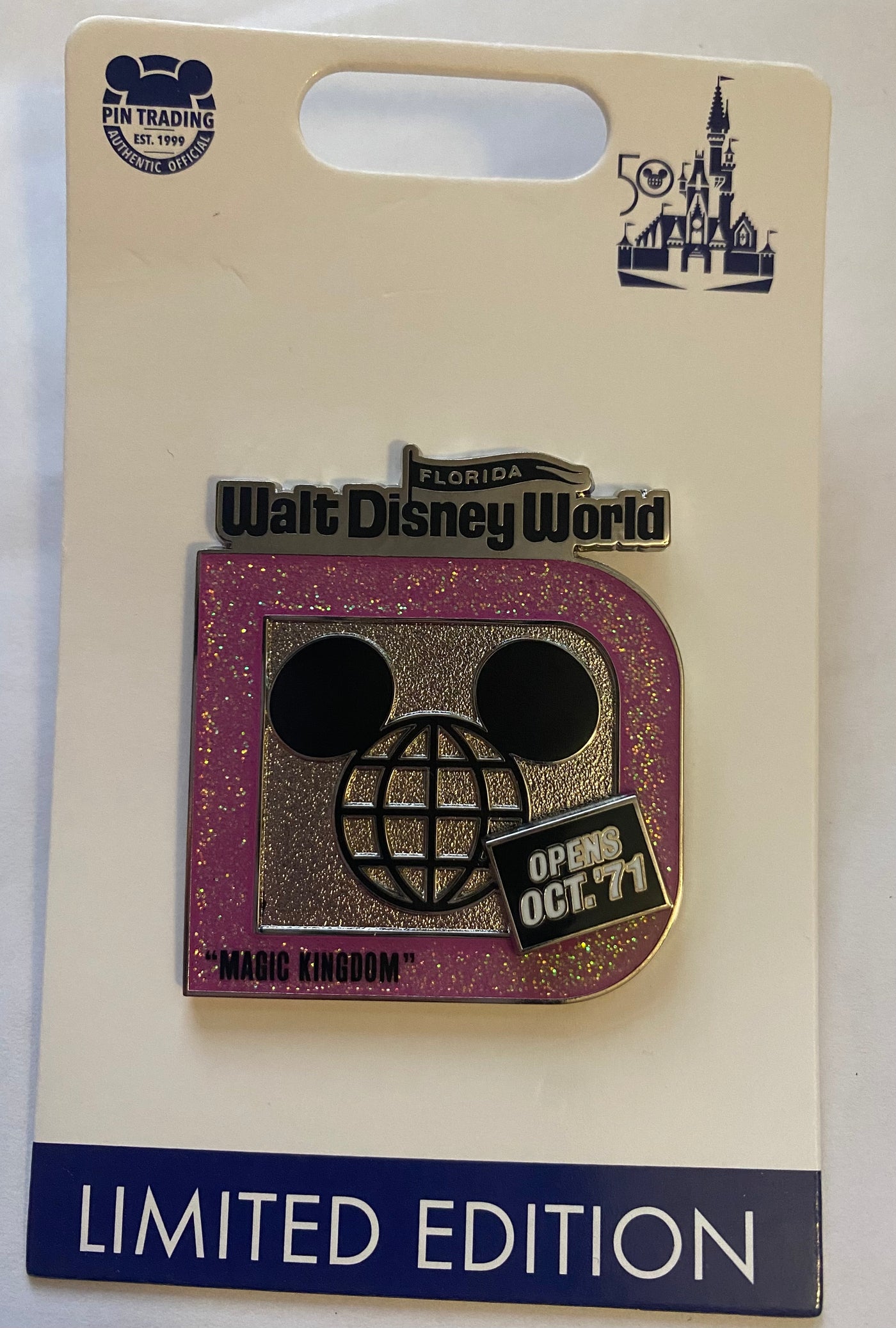 Disney Walt Disney World 50th Magic Kingdom Florida Opening Day Pin Limited New