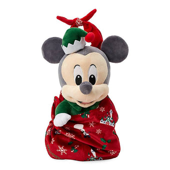 Disney Parks Babies Mickey Yuletide Farmhouse Holiday Plush Doll in Pouch New