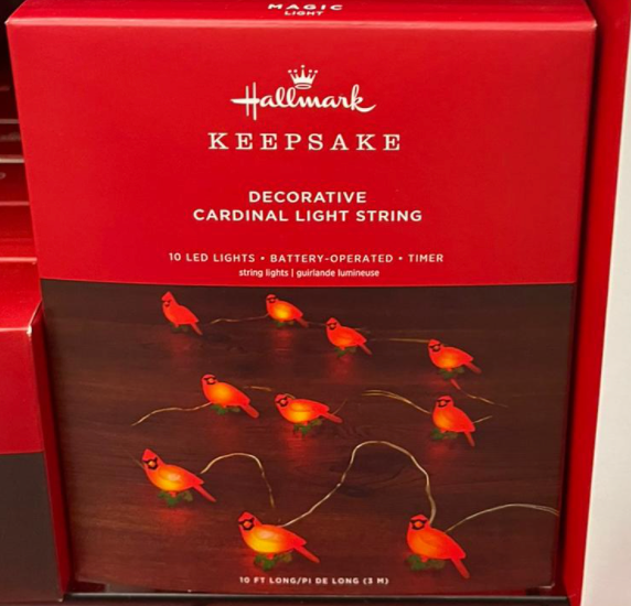 Hallmark 2022 Decorative Cardinals 10-Light Christmas String Lights New With Box