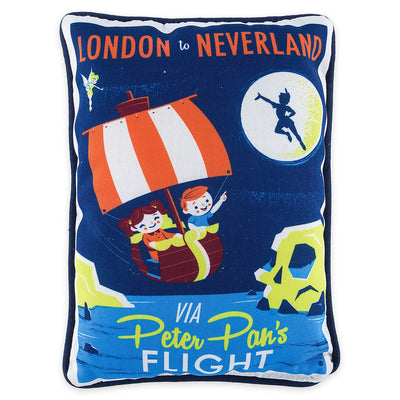 Disney Peter Pan's Flight Retro London To Nerverland Pillow New With Tag