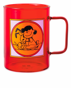 Hallmark Peanuts Snoopy and Lucy Happiness Is a Warm Puppy Glass Mug 20oz New