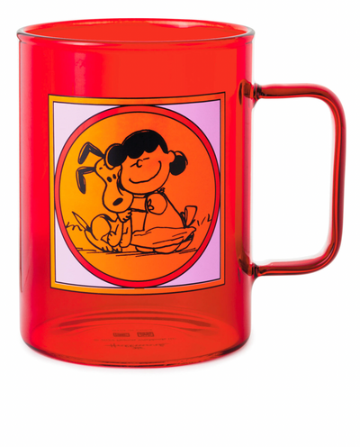 Hallmark Peanuts Snoopy and Lucy Happiness Is a Warm Puppy Glass Mug 20oz New