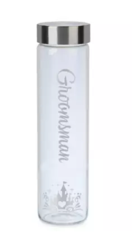 Disney Parks Fairy Tale Wedding ''Groomsman'' Glass Water Bottle New With Tag