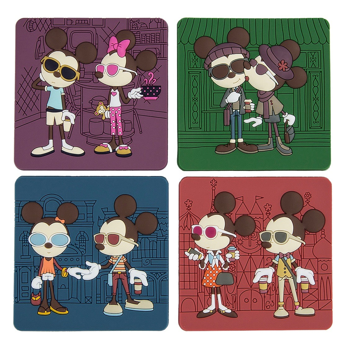 Disney Parks Mickey & Minnie Coffee Magnet Set New