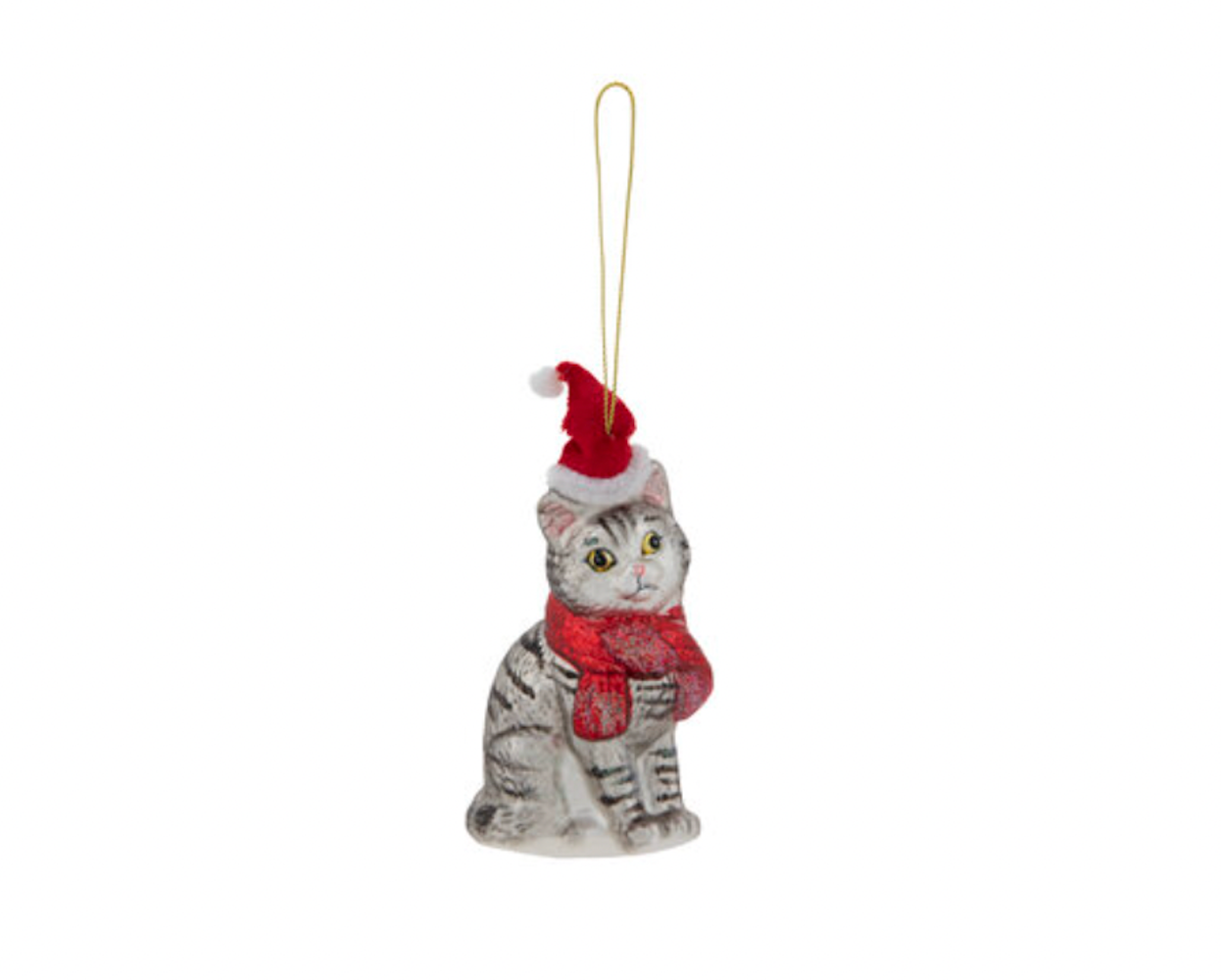 Robert Stanley Santa Hat Cat Glass Christmas Ornament New with Tag
