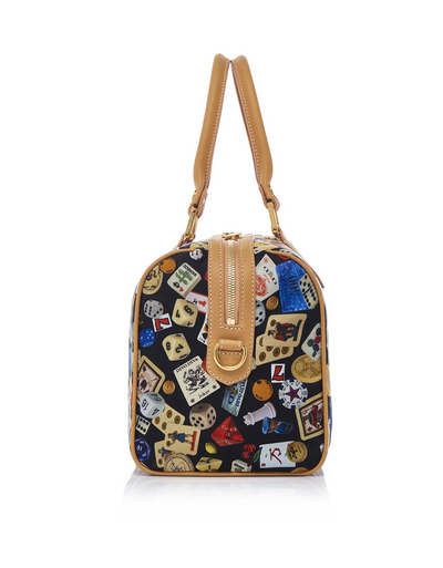 Monaco Life is a Game Black Satchel Bag Made in Italy by Divo Diva New