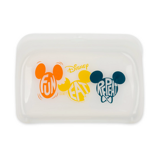 Disney Parks Mickey Fun Eat Repeat Reusable Silicone Snack Bag New with Tag