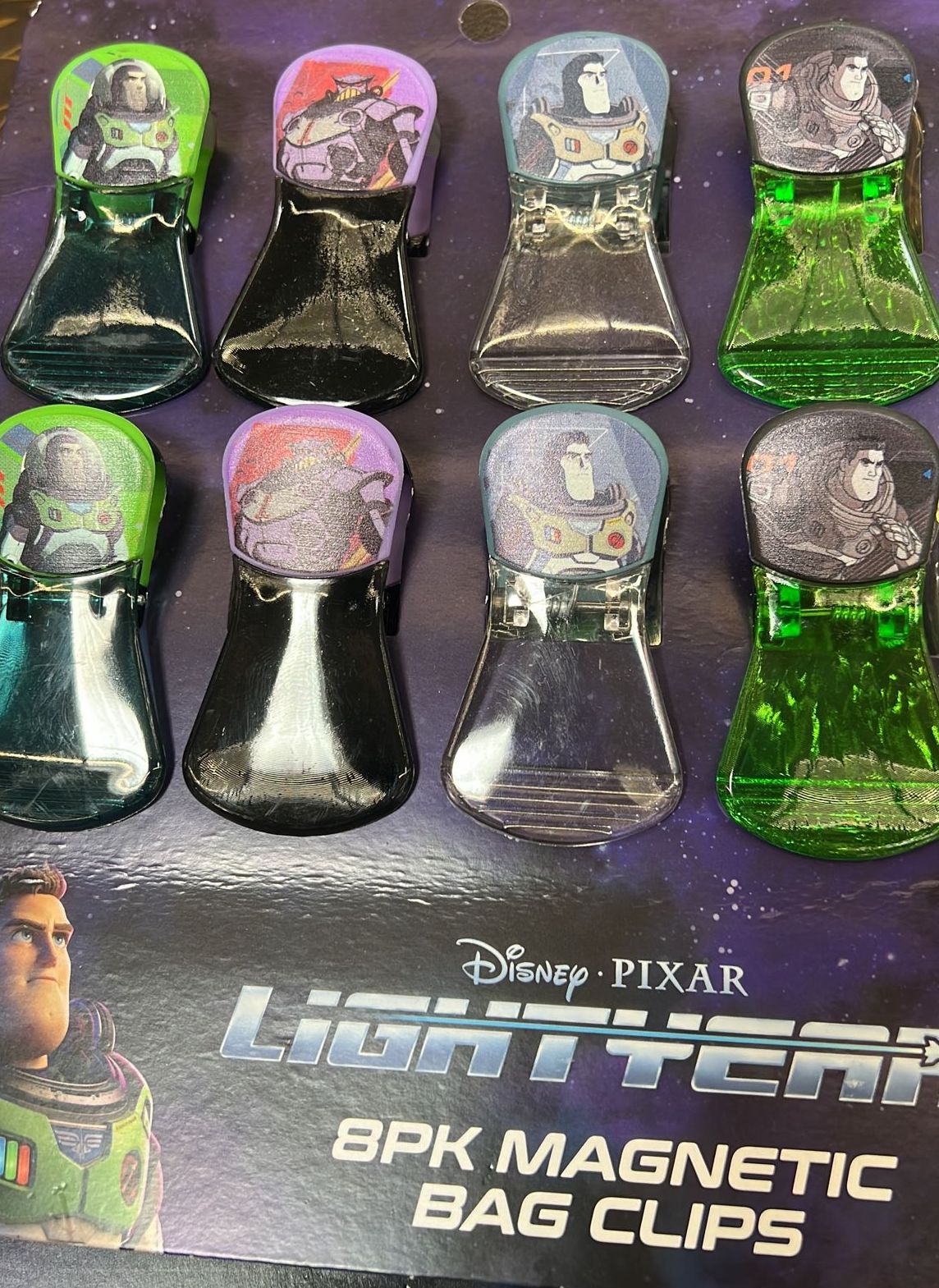 Disney Pixar Buzz Lightyear Kitchen Magnetic Bag Clips Set of 8 New