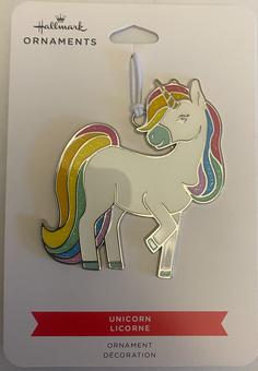 Hallmark Rainbow Unicorn Christmas Metal Ornament New with Card
