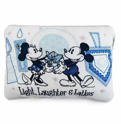 Disney Mickey and Minnie Chanukah Light Laughter and Latke Hanukkah Throw Pillow New