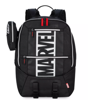 Disney Parks Marvel Logo Black Backpack and Pouch New with Tag