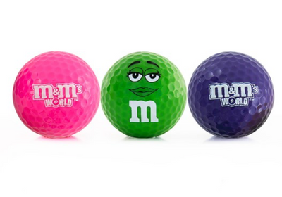 M&M's World Golf Ball Set of 3 Pink, Green, Purple New