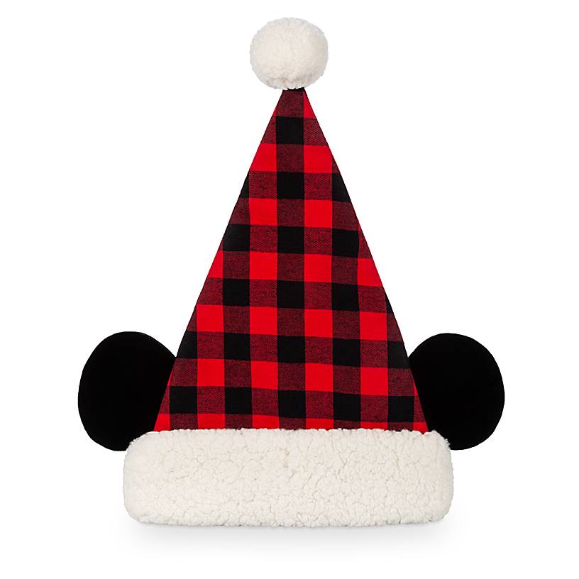 Disney Parks Yuletide Farmhouse Holiday Mickey Plaid Santa Hat for Adults New