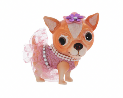 Robert Stanley Chihuahua with Tutu Glass Christmas Ornament New with Tag