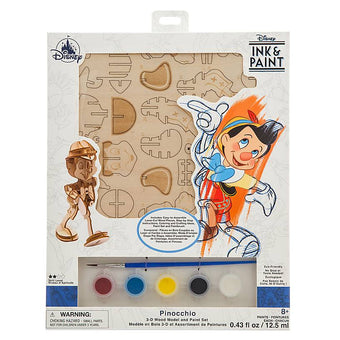Disney Parks Ink & Paint Pinocchio 3D Wood Model and Paint Set New Sealed