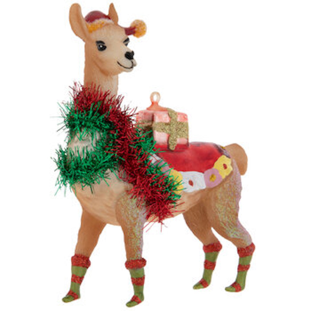 Robert Stanley Llama Tinsel Garland Glass Christmas Ornament New with Tag