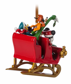 Disney Sketchbook Santa Mickey and Friends in Sleigh Christmas Ornament New