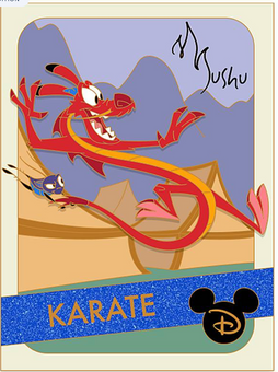 Disney Parks Mushu Pin Mulan Trading Cards: Karate Limited Edition New with Card