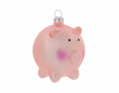 Robert Stanley Pink Glitter Pig Ball Glass Christmas Ornament New with Tag