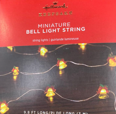Hallmark 2022 Miniature Decorative Bells Christmas String Lights New With Box