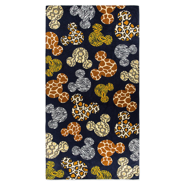 Disney Parks Animal Kingdom Mickey Icon Animal Print Beach Towel