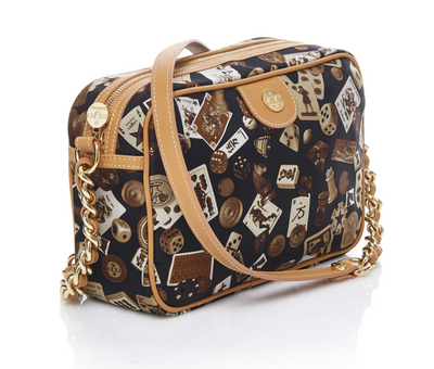 Las Vegas Life is a Game Dark Brown Bag Crossbody Made in Italy Divo Diva New