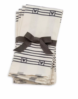 Disney Parks Homestead Mickey Icon Stripes Kitchen Napkins Set of 4 New with Tag