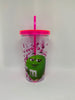 M&M's World Green Big Face Lentils Tumbler with Straw New