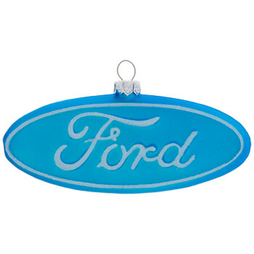 Robert Stanley Ford Emblem Glass Christmas Ornament New with Tag