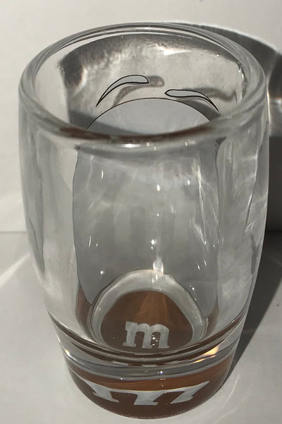 M&M's World Brown Big Face Clear Shot Glass New