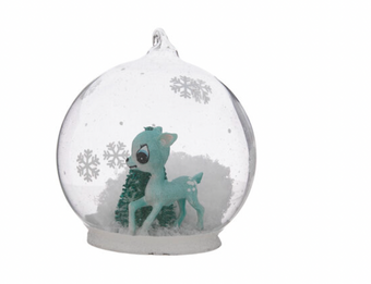 Robert Stanley 2021 Turquoise Deer & Tree Snow Globe Christmas Ornament New Tag