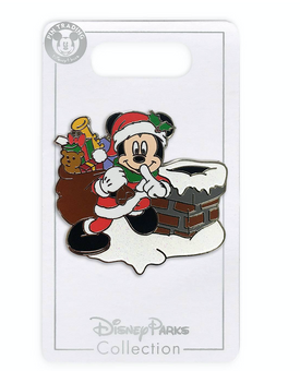 Disney Parks Santa Mickey Mouse Christmas Holiday Pin Set New with Card