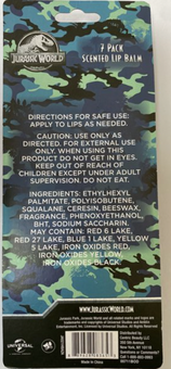 Jurassic World 7 Pack Scented Lip Balms Grape Vanilla Berry Watermelon New